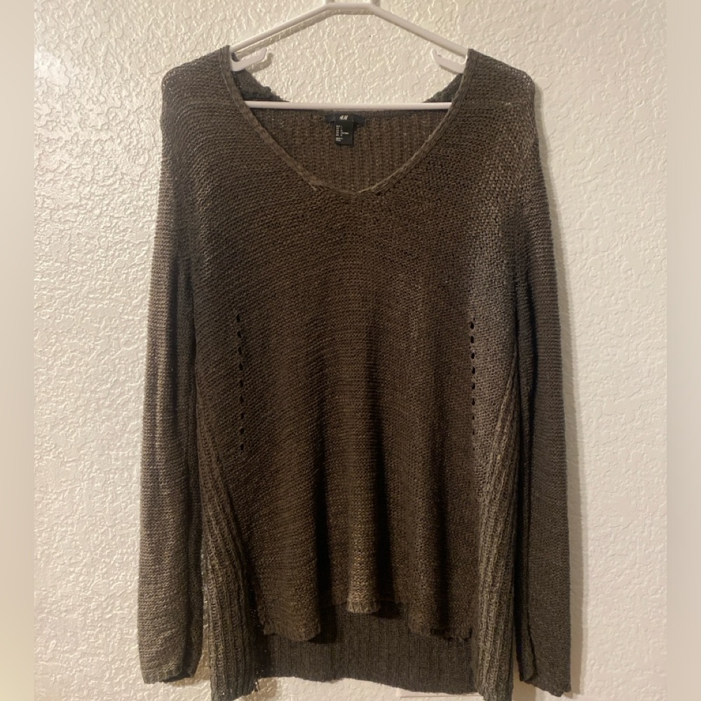 H&M Brown/Olive Open Knit Sweater - Size L